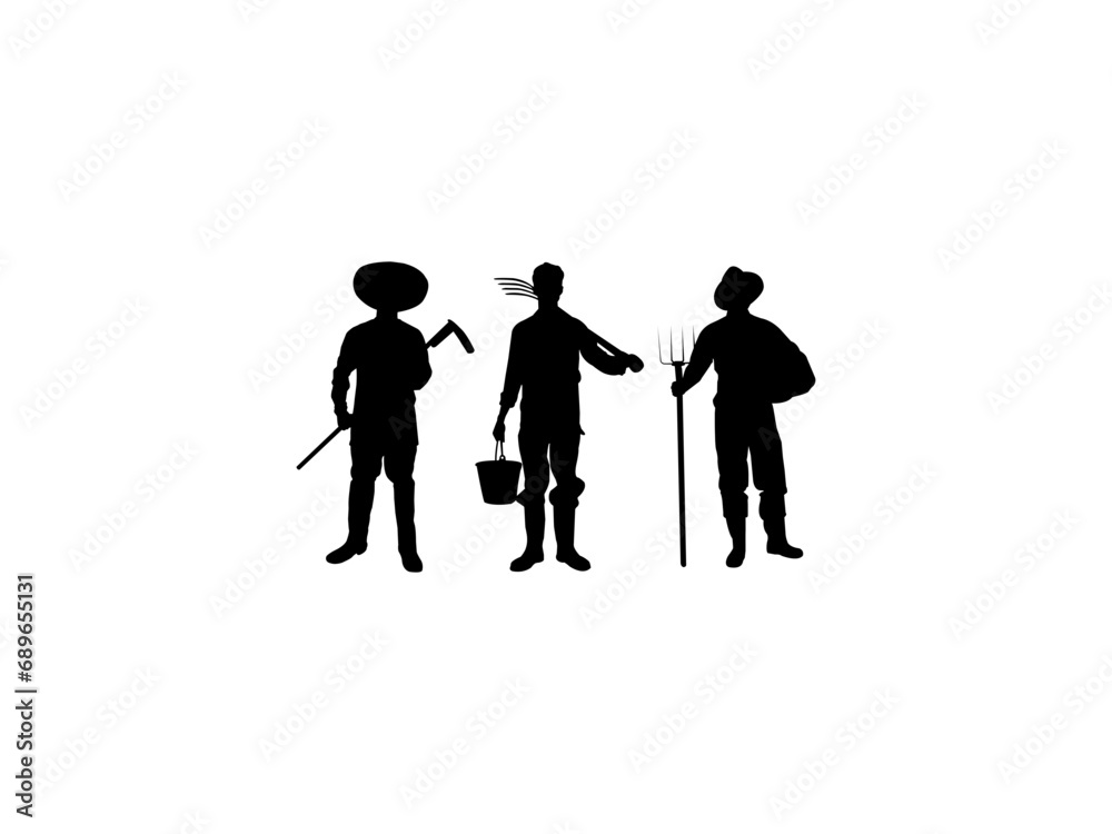 Worker and farmer silhouettes. Farmer silhouettes farmer SVG EPS PNG. Vector silhouette of farmer with a pitchfork, joe. Gardener, field, agriculture. Worker and farmer silhouettes. Farmer silhouettes farmer SVG EPS PNG. Vector silhouette of farmer with a pitchfork, joe. Gardener, field, agriculture.