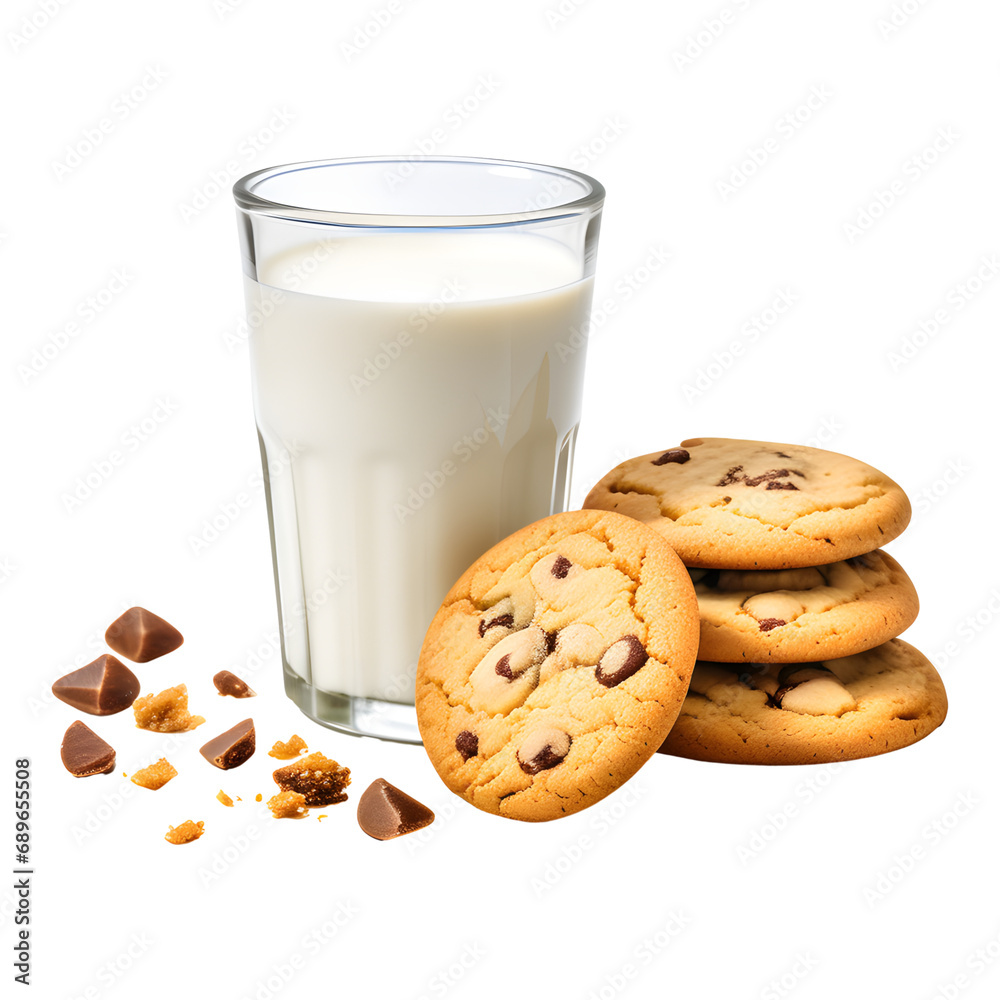 Glass of Milk and Cookies Isolated on a Transparent Background Glass of Milk and Cookies Isolated on a Transparent Background
