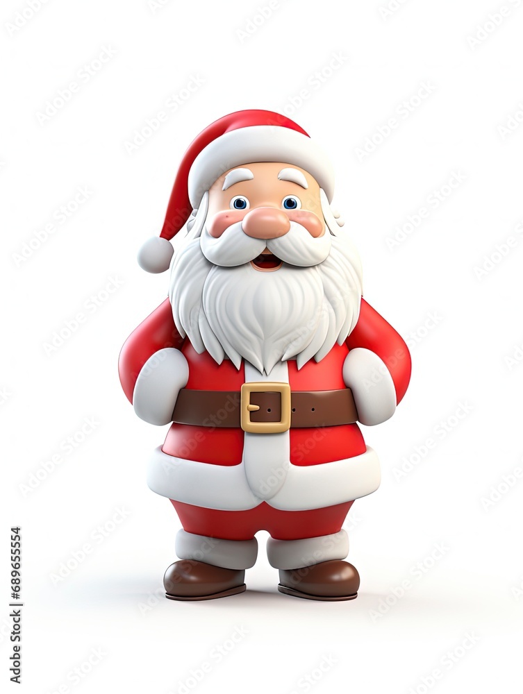 3D Santa claus character , white background with generative ai 3D Santa claus character , white background with generative ai
