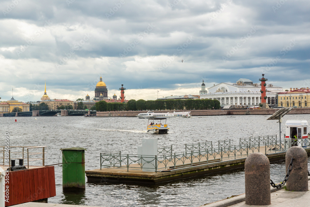 ST. PETERSBURG, RUSSIA - September 03, 2023: Cathedrals, streets, canals, memorable places of the great city.