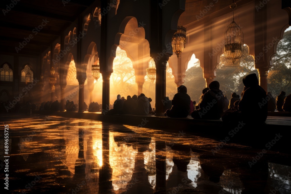 Worshippers at the Abu Hanifa Mosque, Generative AI Stock Photo | Adobe ...