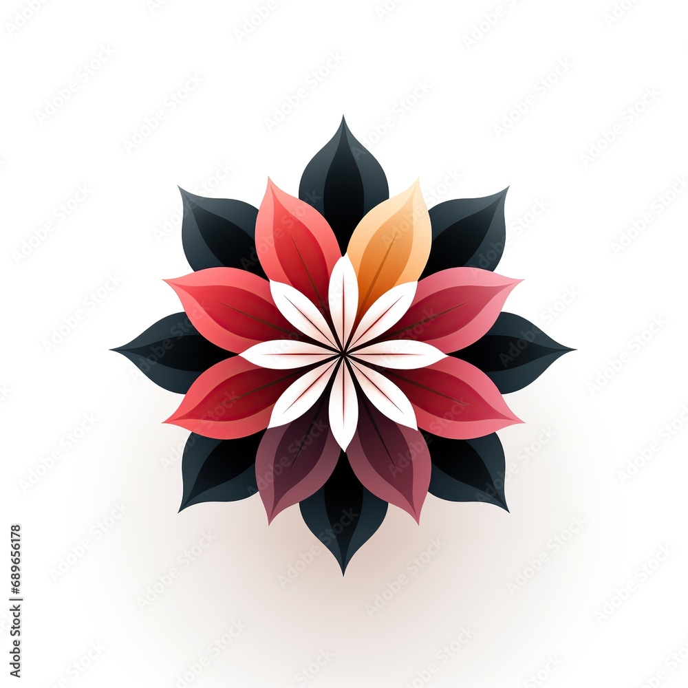 round logo emblem symbol with a colored flower on white background round logo emblem symbol with a colored flower on white background