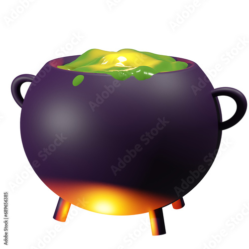 Halloween Witches Poison Cauldron 3D Render Isolated