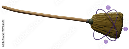 Witch's Broom Halloween 3D Rendering isolated