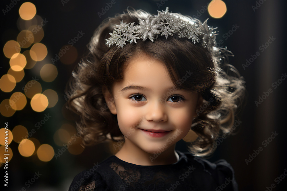Generative AI portrait of cute adorable girl enjoying atmosphere christmas decorations Generative AI portrait of cute adorable girl enjoying atmosphere christmas decorations