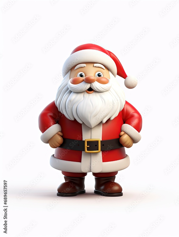 3D Santa claus character , white background with generative ai 3D Santa claus character , white background with generative ai