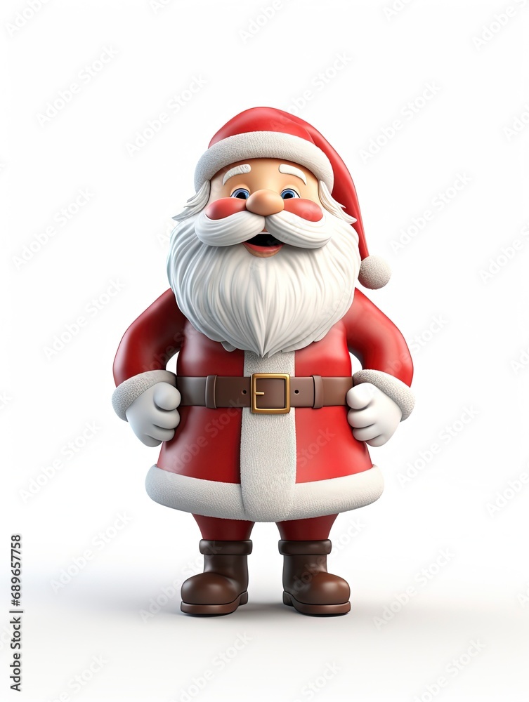 3D Santa claus character , white background with generative ai 3D Santa claus character , white background with generative ai