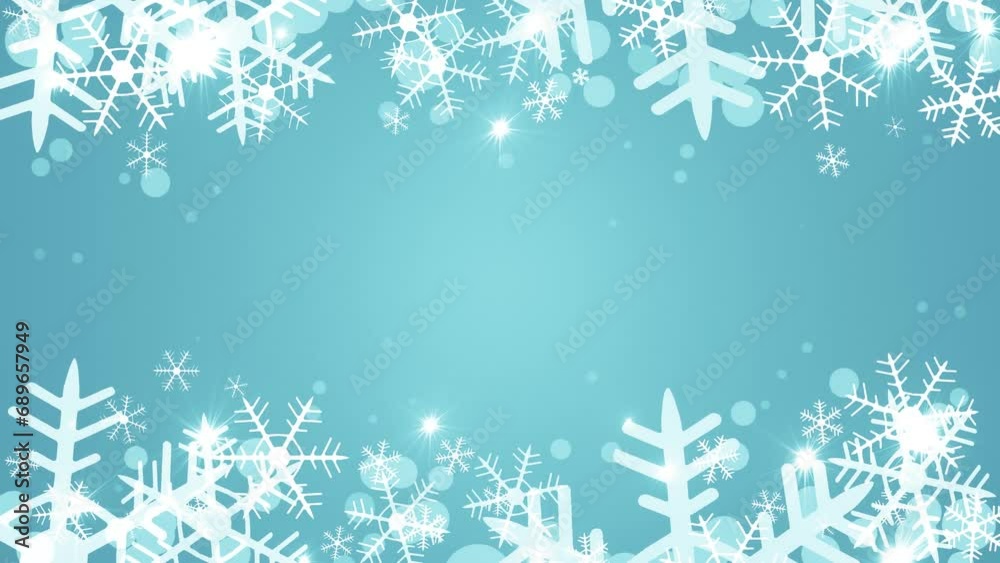Elegant blue Christmas background with looped animated lights and snowflakes design and copy space Elegant blue Christmas background with looped animated lights and snowflakes design and copy space
