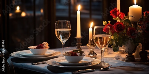 Dinner with an elegant table setting can evoke a sense of romance and intimacy.