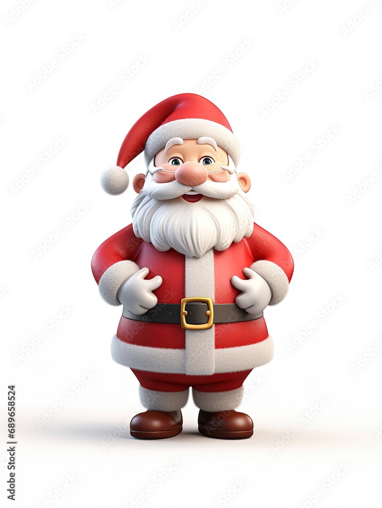 3D Santa claus character , white background with generative ai 3D Santa claus character , white background with generative ai