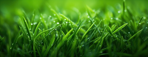 Spring rain yard. Beautiful lawn.