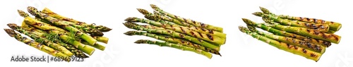 Collection of PNG. Grilled shoots of asparagus isolated on a transparent background.