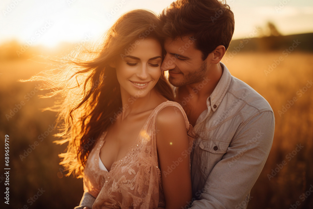 Young couple in love hugging on street romance and love concept generative AI montage Young couple in love hugging on street romance and love concept generative AI montage