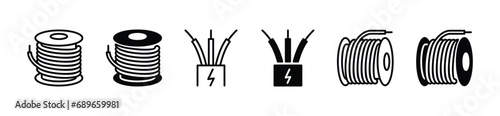 Cable icons set. Electrical wires and cables icon sign and symbol. Vector illustration