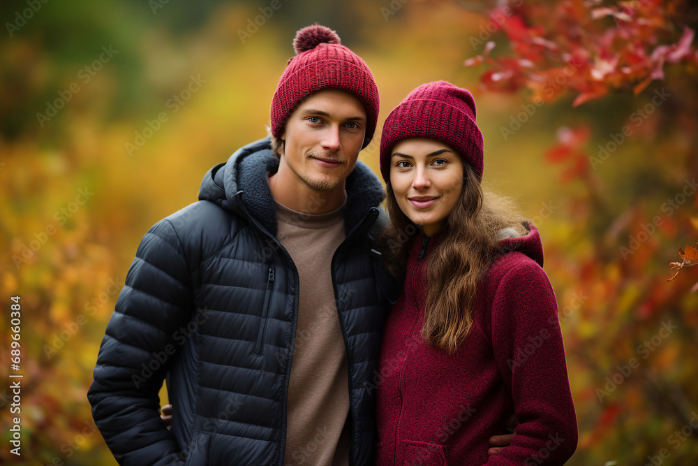 Beautiful cheerful couple spending vacation walking in park generative AI