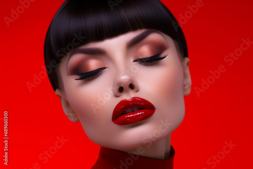 Women with beautiful red lips