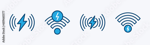 Wireless charging icons. Charge electrical energy wireless icon symbol. Vector illustration photo