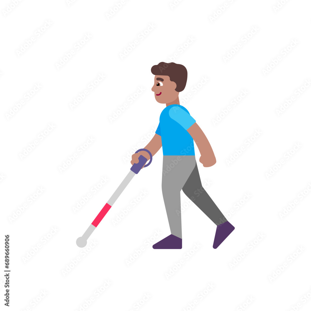 Man with White Cane: Medium Skin Tone Man with White Cane: Medium Skin Tone