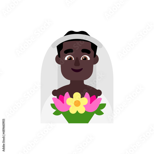 Man with Veil: Dark Skin Tone