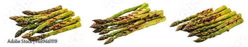 Collection of PNG. Grilled shoots of asparagus isolated on a transparent background.