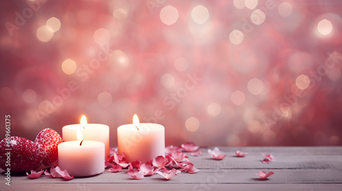 beautiful valentine background with some candles and romatic colors
