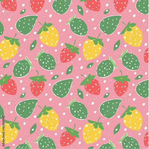 Pattern ready for use,  VECTOR fruit illustration tropic  strawberry