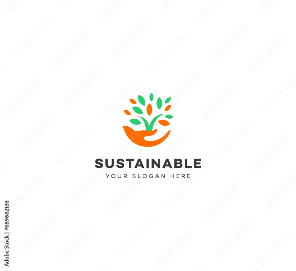 Save Earth, Earth, Sustainable, Sustainable farming logo design template elements. Vector illustration. New Modern logo.