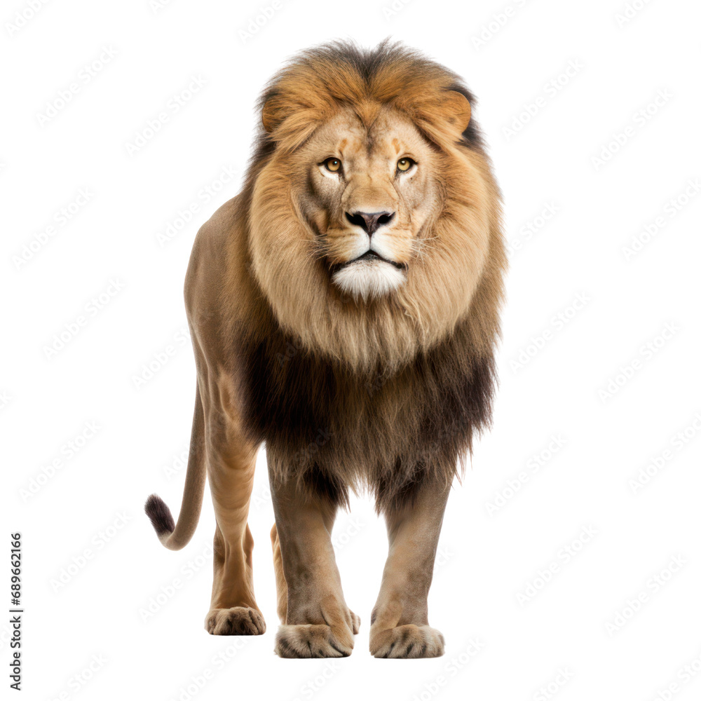 A lion isolated on transparent background or white background A lion isolated on transparent background or white background