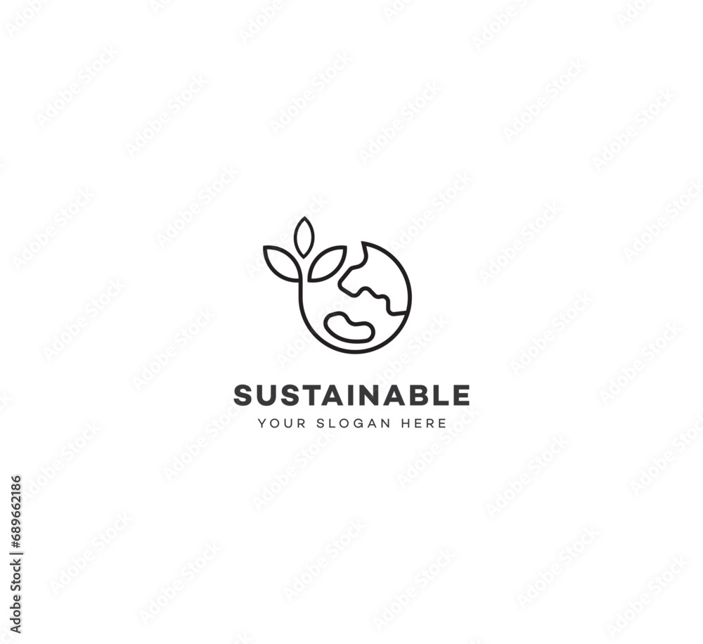 Fototapeta premium Save Earth, Earth, Sustainable, Sustainable farming logo design template elements. Vector illustration. New Modern logo.
