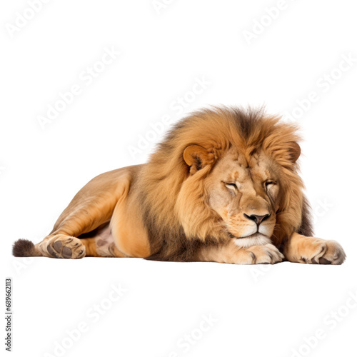 a lion sleeping, isolated on white background or transparent background © Gasi