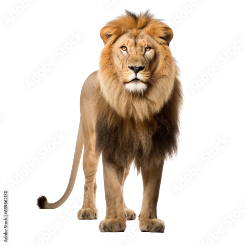 a lion standing, isolated on white background or transparent background