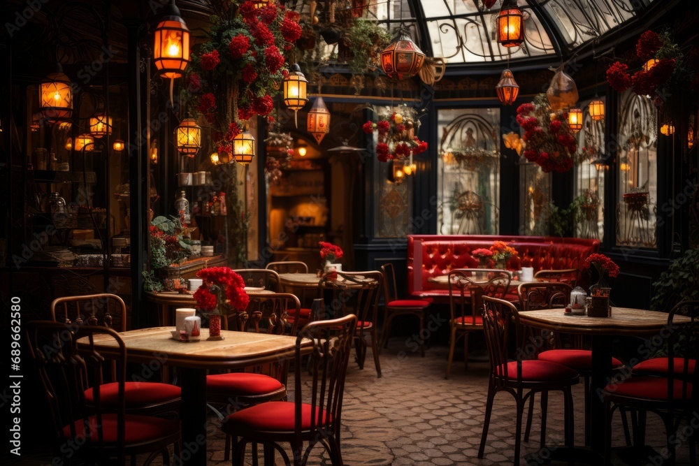 Traditional tango cafe with vintage decor and atmosphere, Generative AI