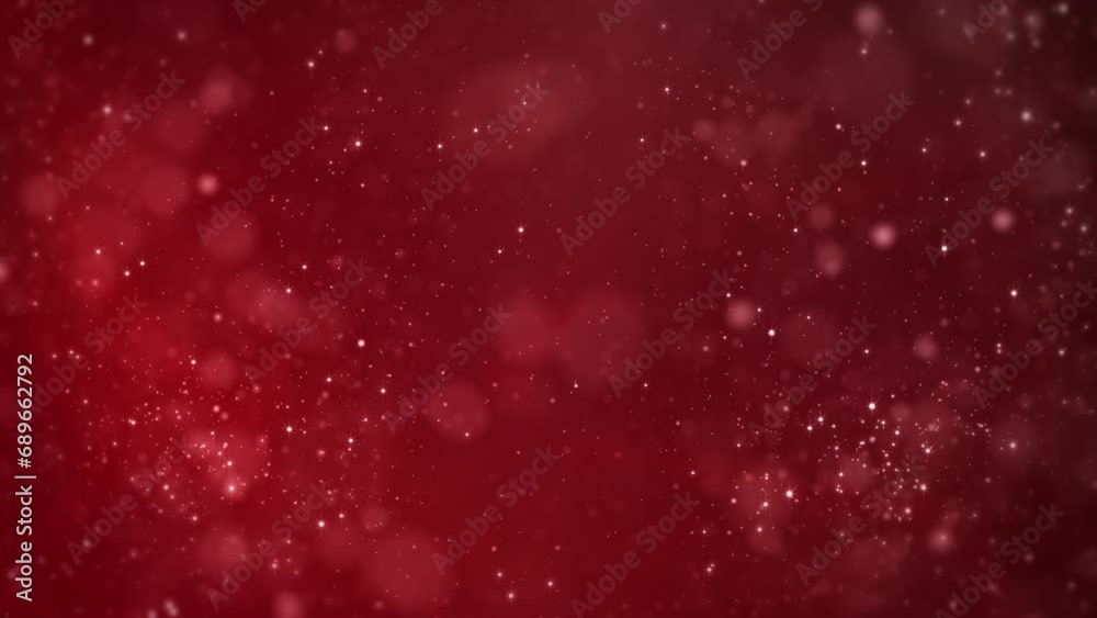Red background with particles, snowflakes, snowflakes and particles are flying Red background with particles, snowflakes, snowflakes and particles are flying