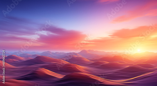 View of warm pink orange and purple hues blending with the colors of the sunset background © Sumon758