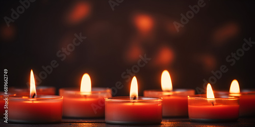 burning candles on a dark background.Kindness Illuminated. Diwali Celebration with Diyas and Lamps.AI Generative 