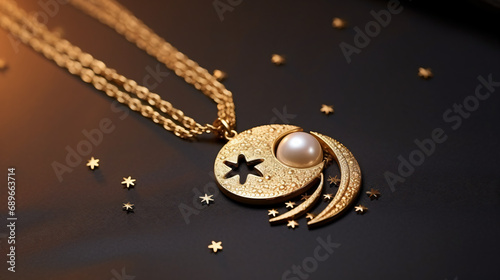 Trendy jewelry with chains pearl necklace and pendan