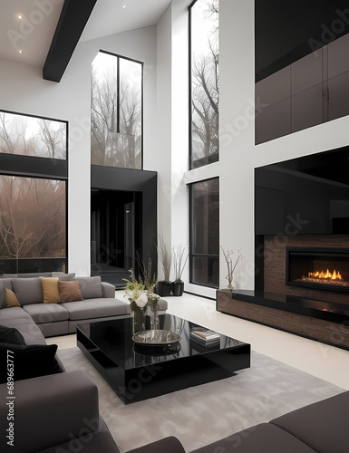 luxury living room, fire place, sofas