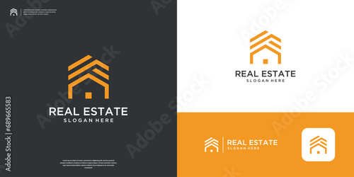 Minimalist abstract home logo with line art style