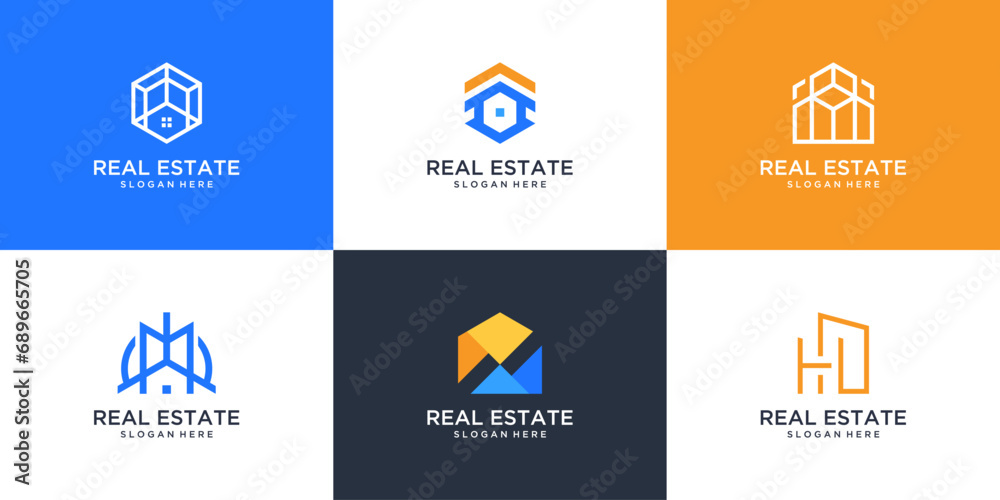 Obraz premium Set of modern home logo, Creative real estate logo collection