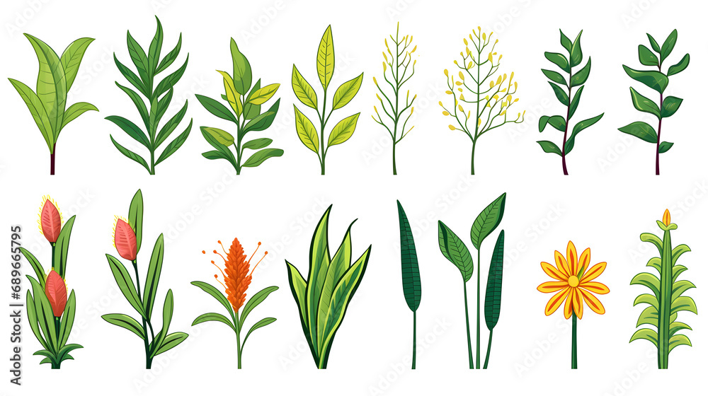 set of flowers and plants set of flowers and plants