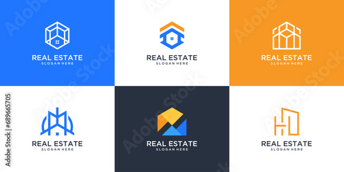 Set of modern home logo, Creative real estate logo collection