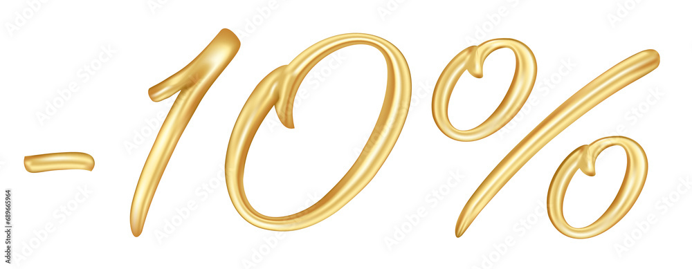 10 percent Gold metallic number 10 percent Gold metallic number
