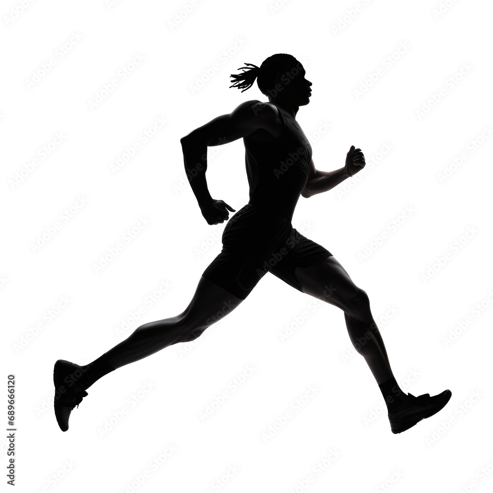 Silhouette of sport runner man isolated on transparent background