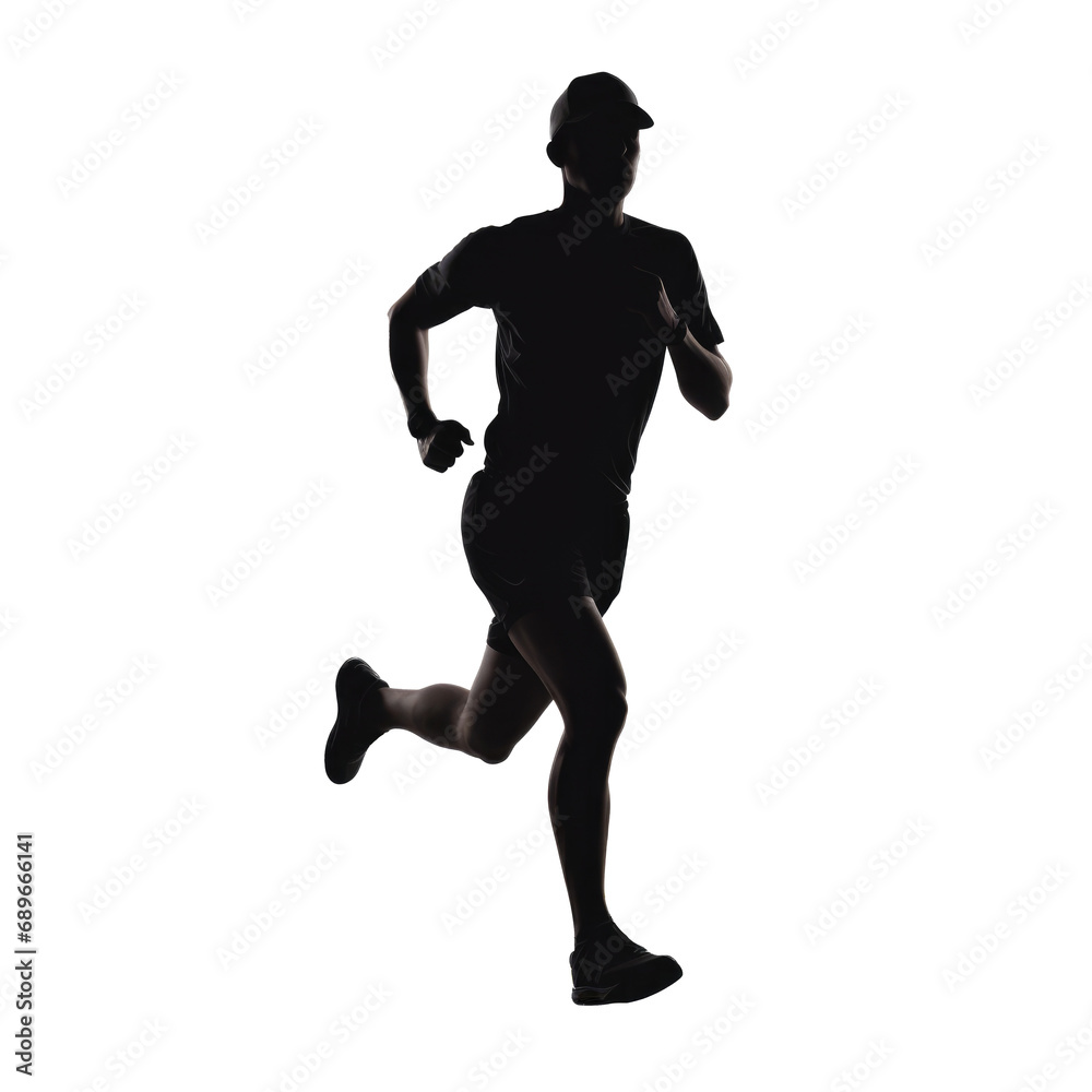 Silhouette of running man isolated on transparent background