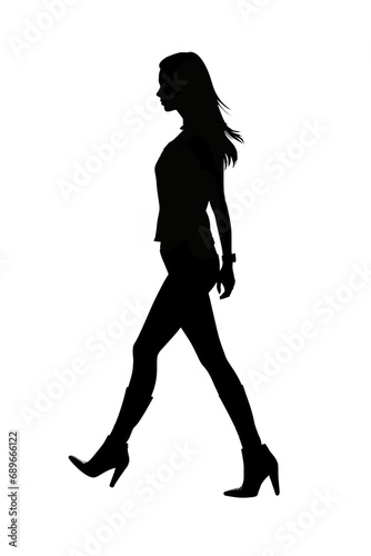 Silhouette of walking woman isolated on transparent background