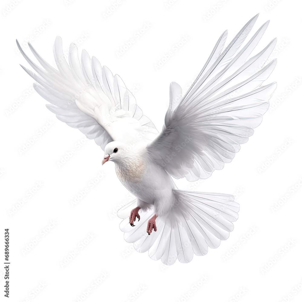 Obraz premium PNG of One White Dove freedom flying Wings on transparent background symbol of International Day of Peace, Holy spirit of God in Christian religion heaven concept