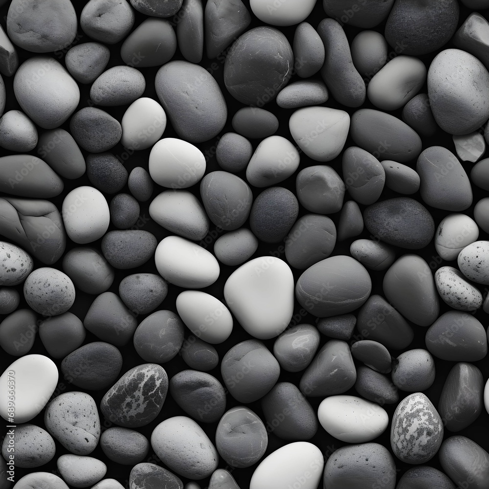 River Rocks in black, white and grey, Seamless Pattern. Generative AI River Rocks in black, white and grey, Seamless Pattern. Generative AI