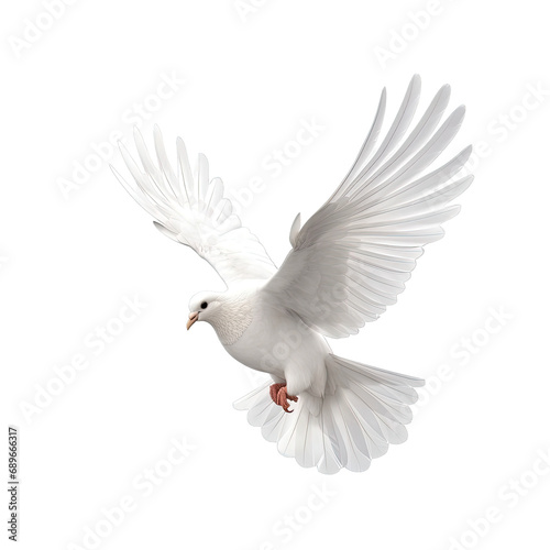PNG of One White Dove freedom flying Wings on transparent background symbol of International Day of Peace, Holy spirit of God in Christian religion heaven concept #689666317