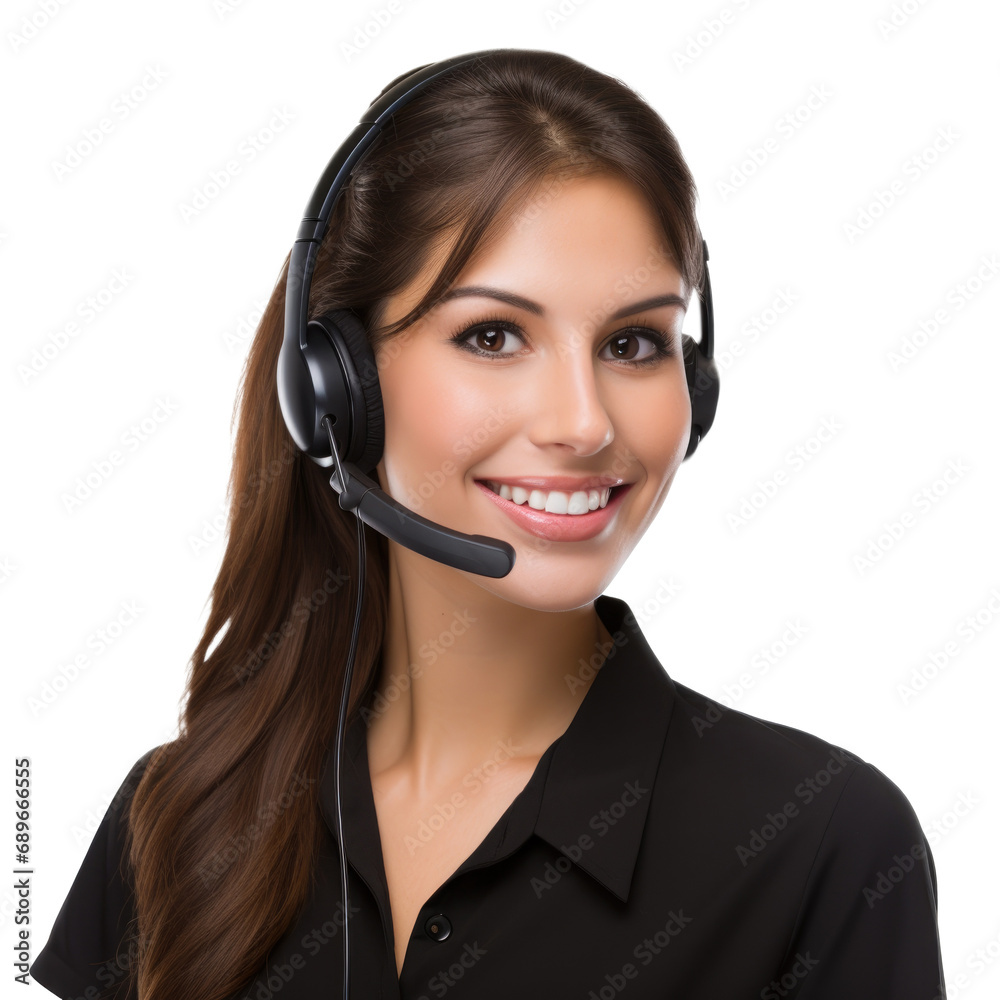 Customer care agent with headphones isolated on transparent background Customer care agent with headphones isolated on transparent background