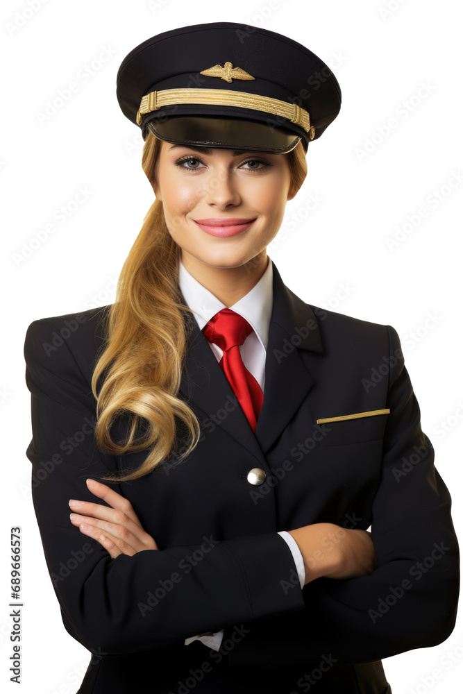 air hostess crossed arms isolated on a transparent background air hostess crossed arms isolated on a transparent background
